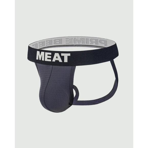 Mens Jockstrap "Prime Beef" by Meat Training Gray/Black Mesh LG/XL - Picture 1 of 2